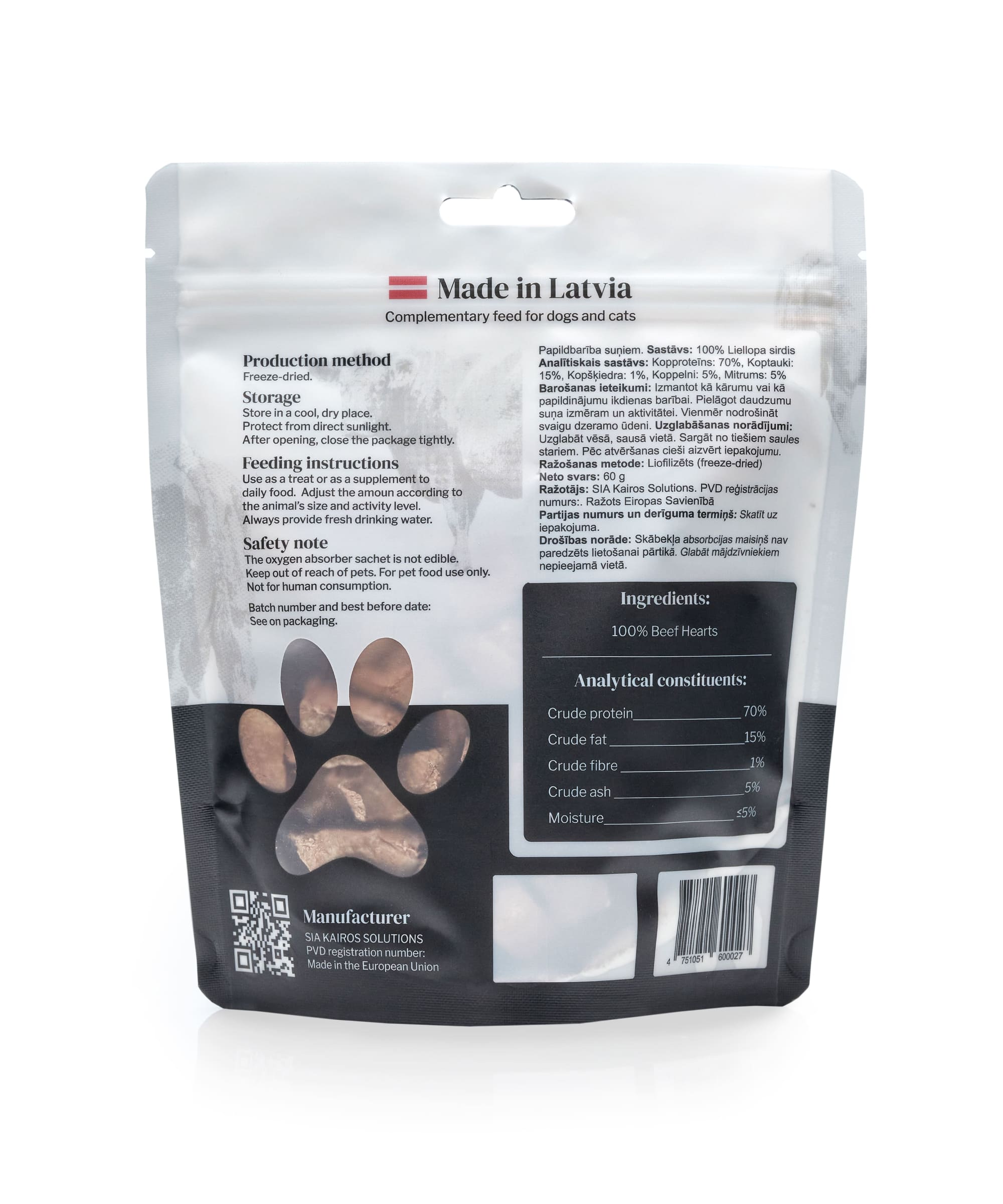 Freeze-dried beef hearts - a complementary feed for dogs and cats. Raw tongue shown transforming into crispy dried slices. Grain-free, handmade, 100% natural, no preservatives, freeze-dried.